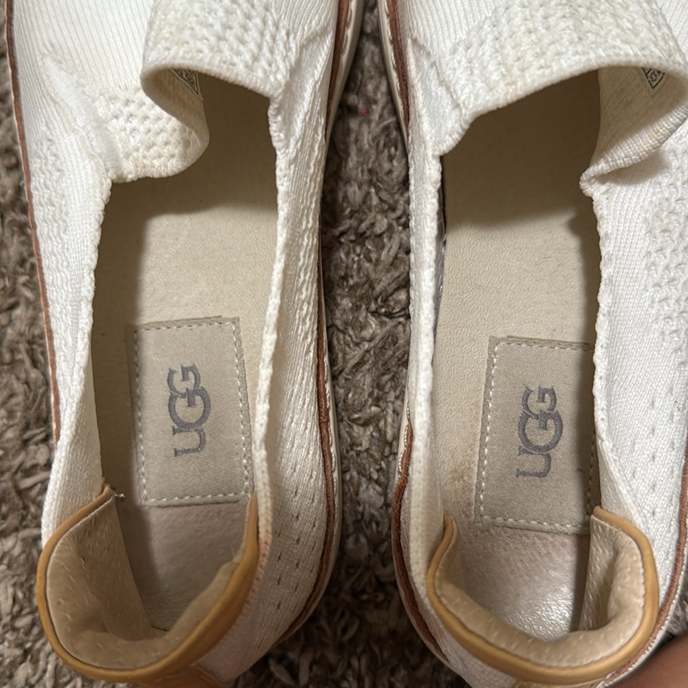 UGG Sammy knit white slip on tennis shoe woman size 7 - Picture 4 of 6